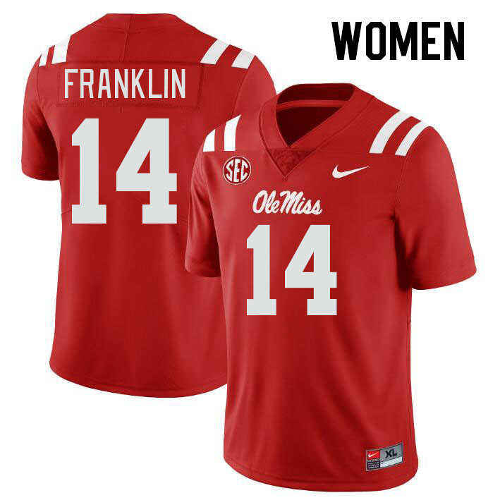 Women #14 Kam Franklin Ole Miss Rebels College Football Jerseys Stitched-Red